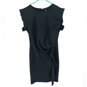 MIUSOL BLACK  RUFFLED CAP SLEEVE PENCIL DRESS SIZE LARGE